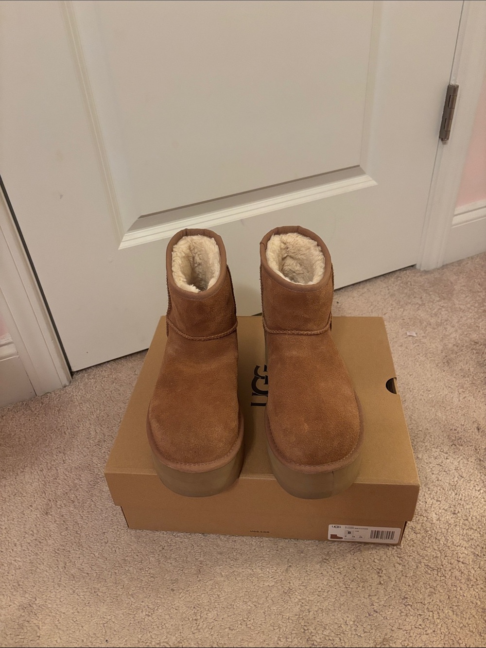 Ugg Suede Platform Ankle Boots in Chestnut Brown